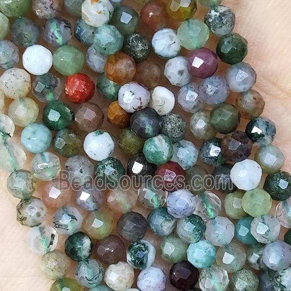 Indian Agate Beads Multicolor Faceted Round