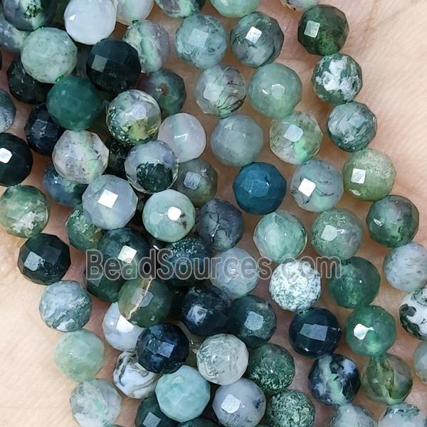 Green Moss Agate Beads Faceted Round