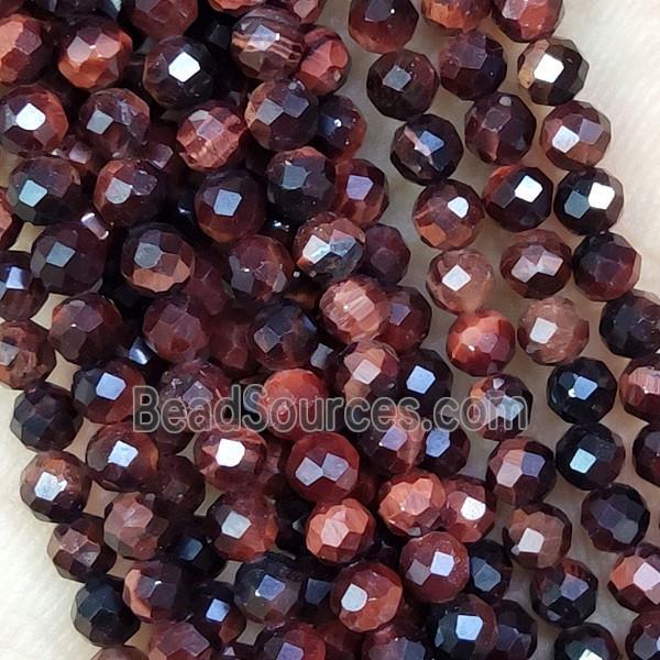 Red Tiger Eye Stone Beads Faceted Round