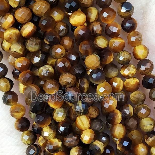 Natural Tiger Eye Stone Beads Yellow Tiny Faceted Round