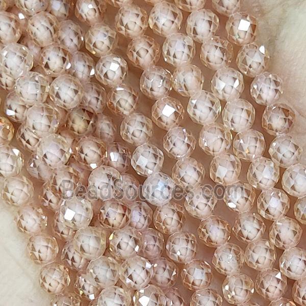 Champagne Cubic Zircon Beads Faceted Round