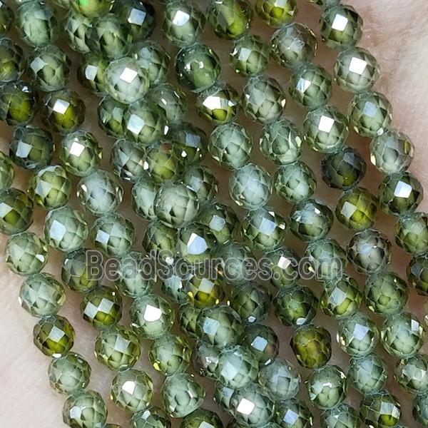 Green Cubic Zircon Beads Faceted Round