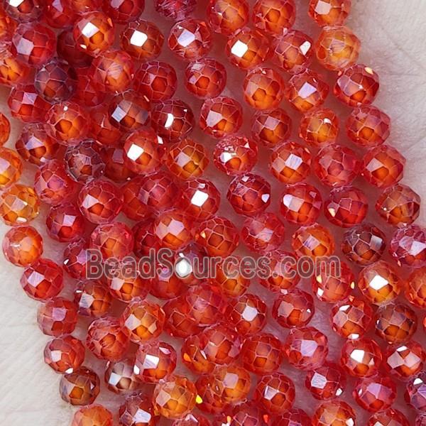 Orange Cubic Zircon Beads Faceted Round