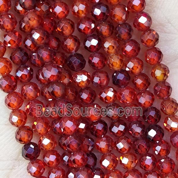 Red Cubic Zircon Beads Faceted Round