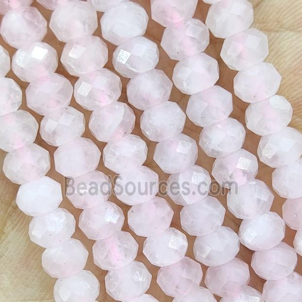 Pink Rose Quartz Beads Faceted Rondelle