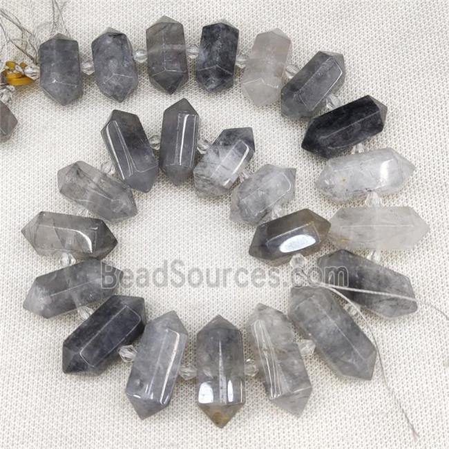 Gray Cloudy Quartz Bullet Beads