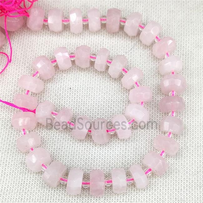 Rose Quartz Beads Faceted Rondelle