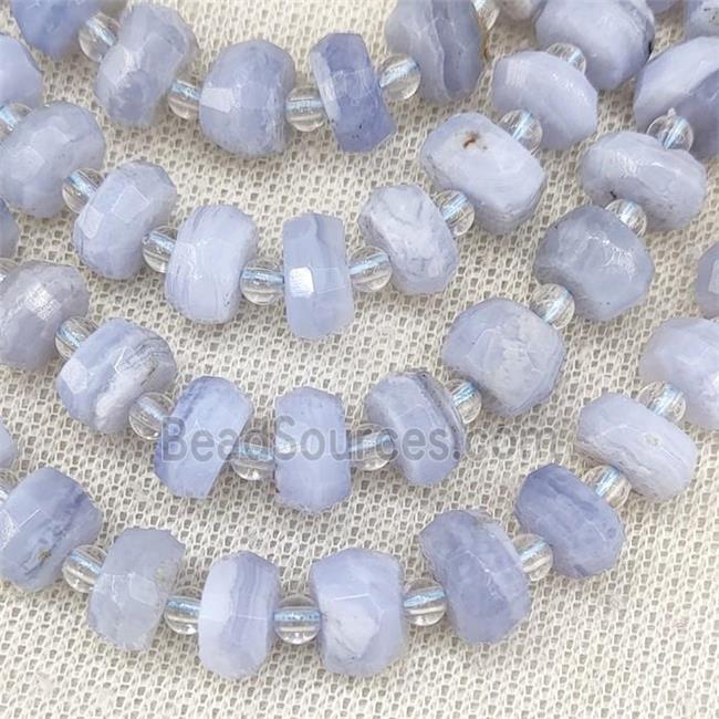 Blue Lace Agate Beads Faceted Rondelle A-Grade