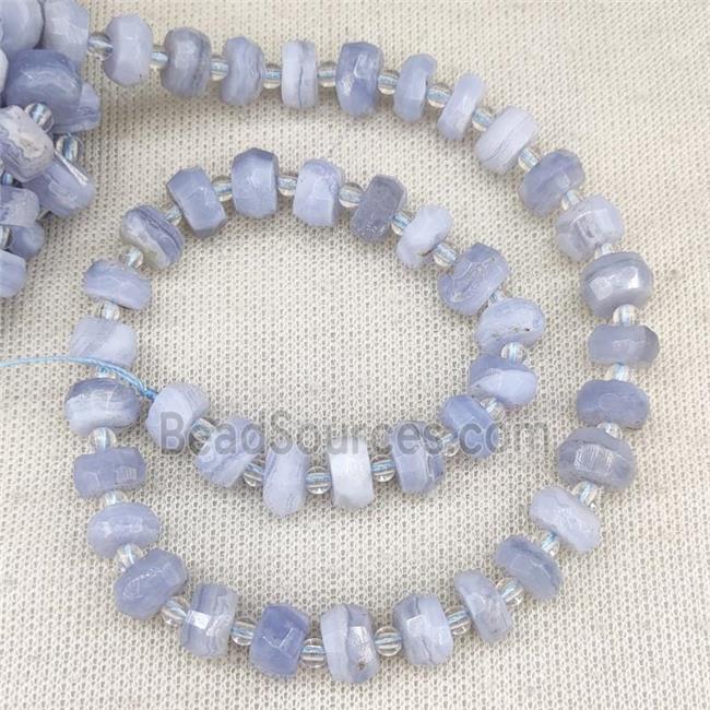 Blue Lace Agate Beads Faceted Rondelle A-Grade