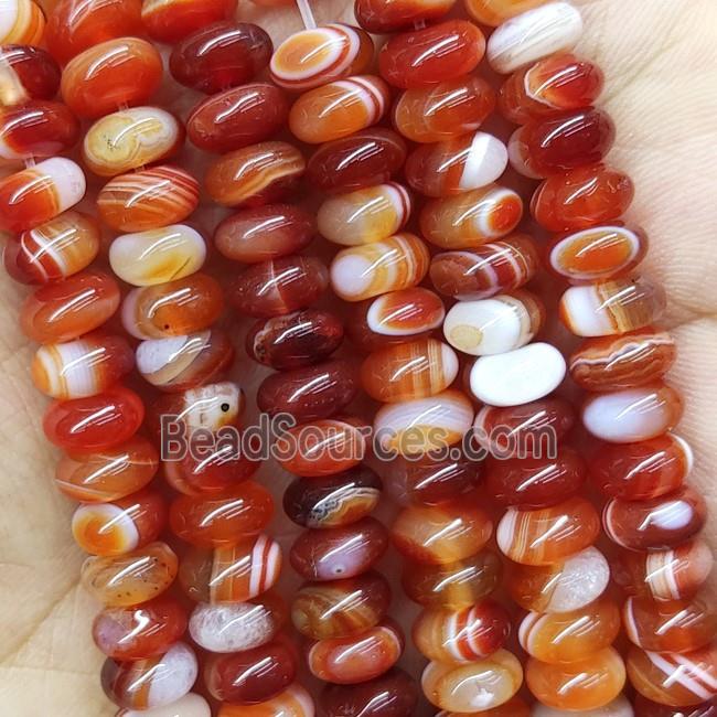 Red Striped Agate Rondelle Beads