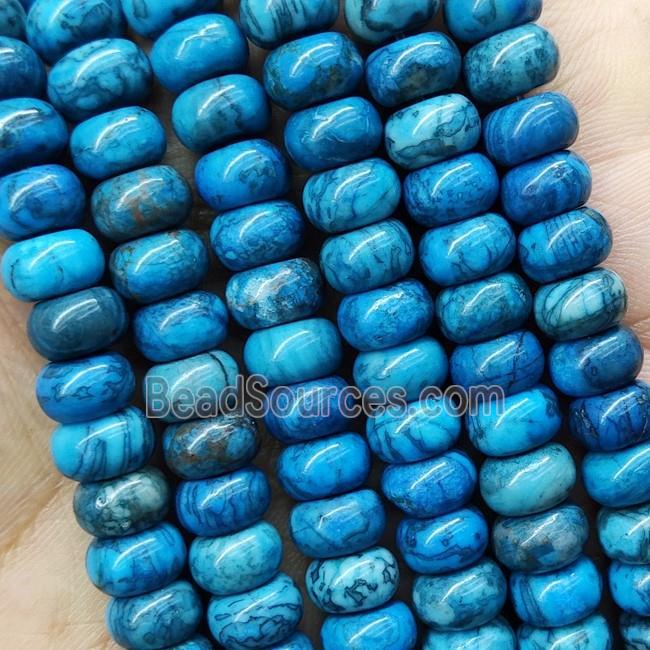 Blue Crazy Agate Rondelle Beads Dye