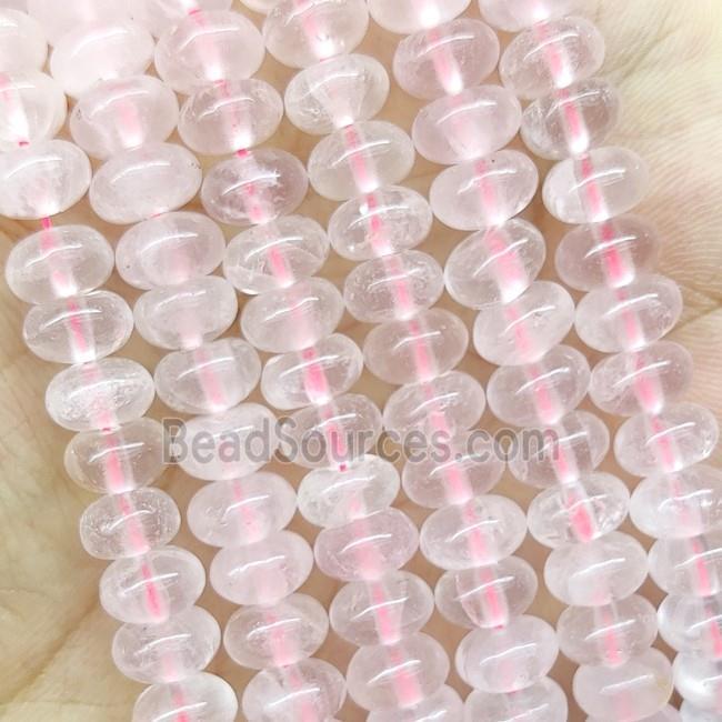 Pink Rose Quartz Beads Smooth Rondelle