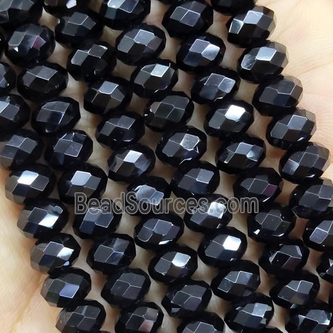 Black Onyx Agate Beads Faceted Rondelle