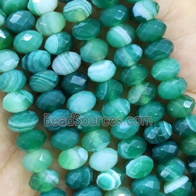 Green Striped Agate Beads Faceted Rondelle