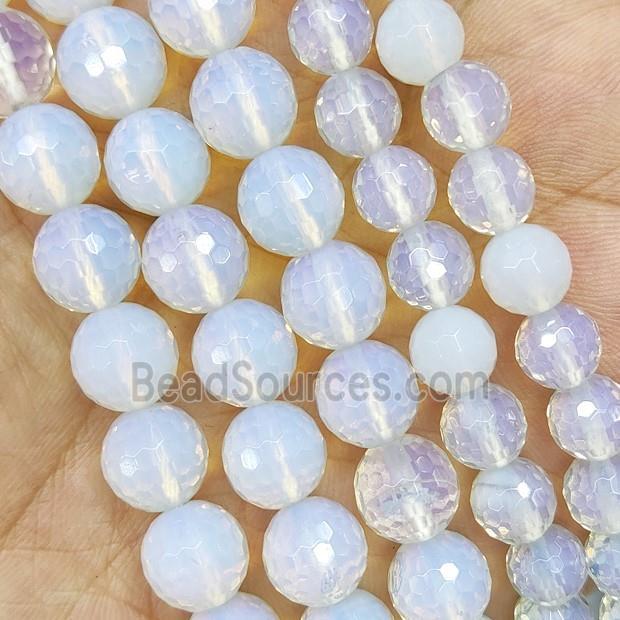 White Opalite Beads Faceted Round