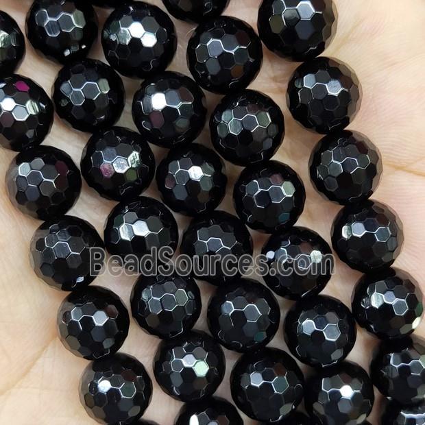 Black Onyx Agate Beads Faceted Round