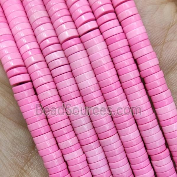 Hotpink Oxidative Agate Heishi Beads