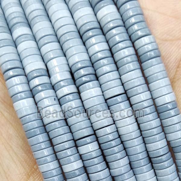 GrayBlue Oxidative Agate Heishi Spacer Beads