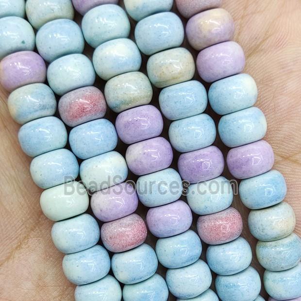 Multicolor Alashan Agate Beads Smooth Rondelle