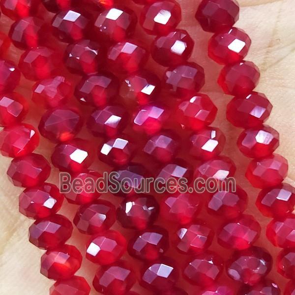 Red Carnelian Agate Beads Faceted Rondelle AA-Grade