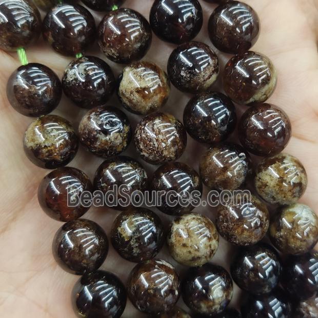 Natural Garnet Beads Smooth Round