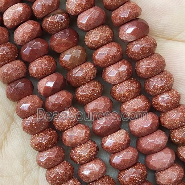 Gold Sandstone Beads Faceted Rondelle