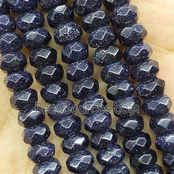 Blue Sandstone Beads Faceted Rondelle