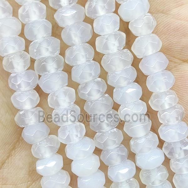 White Agate Beads Faceted Rondelle