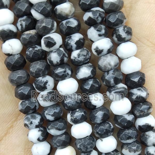 Black White Jasper Beads Faceted Rondelle