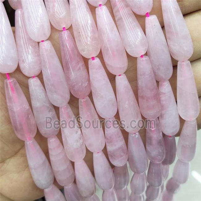 Pink Rose Quartz Teardrop Beads