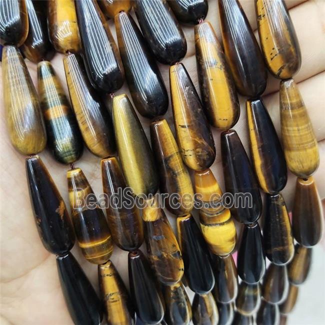 Natural Tiger Eye Stone Teardrop Beads