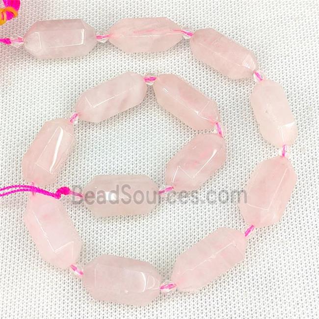 Pink Rose Quartz Prism Beads