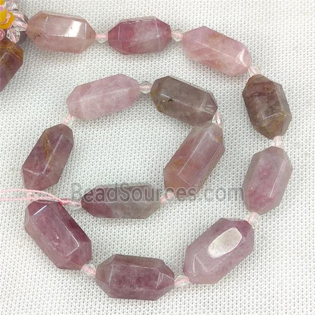 Natural Madagascar Rose Quartz Beads Pink Prism