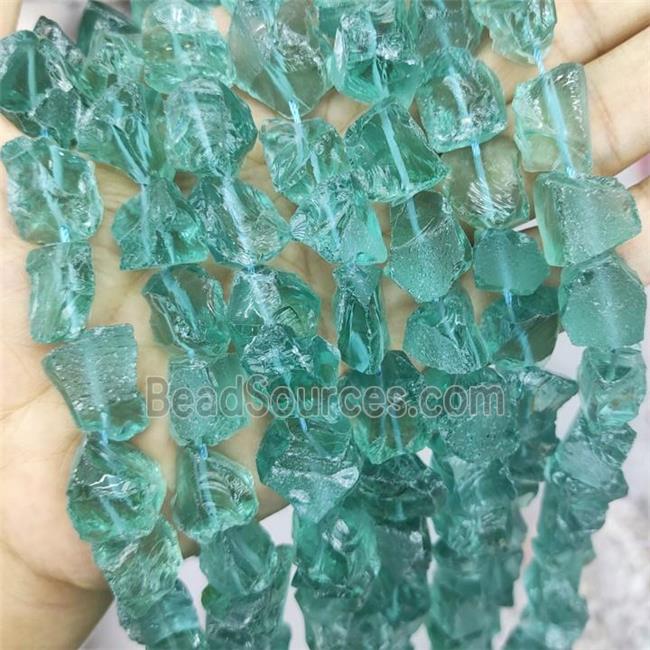 Green Glass Beads Freeform Rough