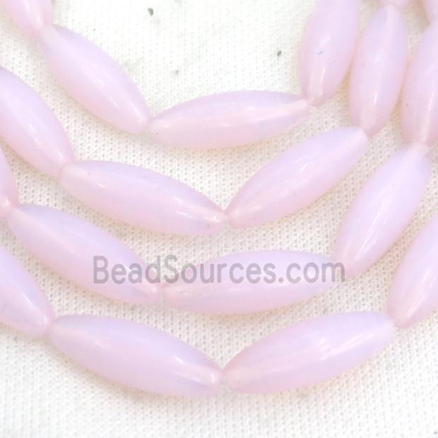 Pink Opalite Rice Beads Smooth