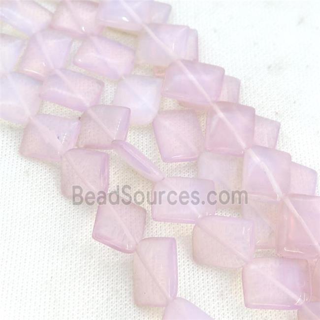 Pink Opalite Square Beads Corner-Drilled