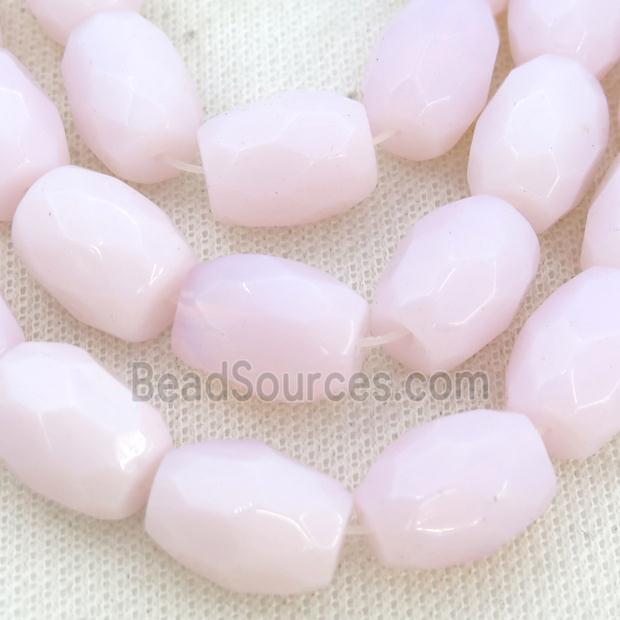 Pink Opalite Beads Faceted Barrel