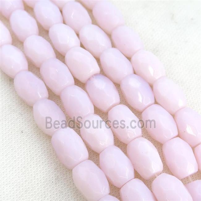 Pink Opalite Beads Faceted Barrel