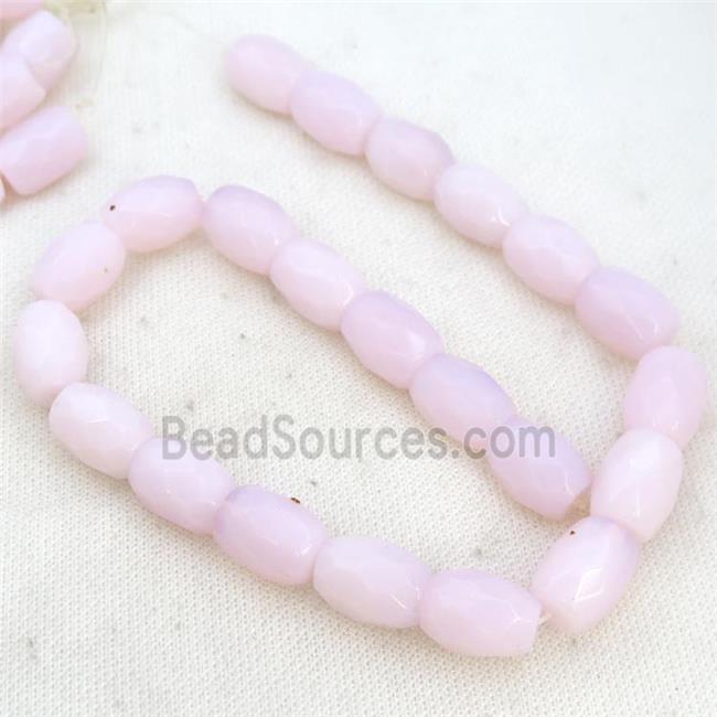 Pink Opalite Beads Faceted Barrel