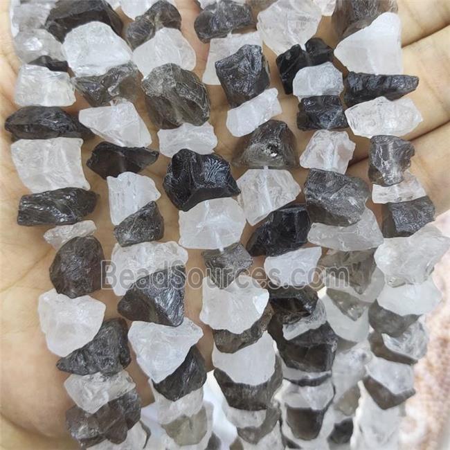 Clear Quartz And Smoky Quartz Nugget Beads Freeform Rough