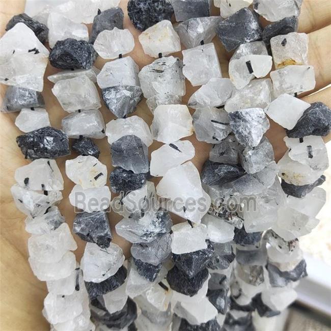 Black Rutilated Quartz Nugget Beads Freeform Rough