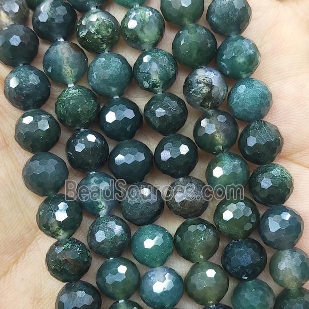 Moss Agate Beads Green Faceted Round