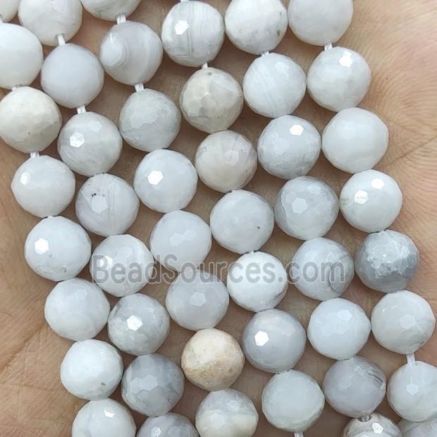 Natural White Crazy Agate Beads Faceted Round