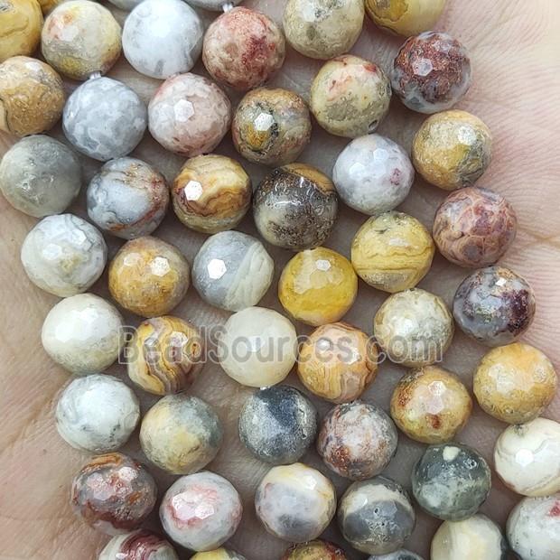 Natural Yellow Crazy Agate Beads Faceted Round