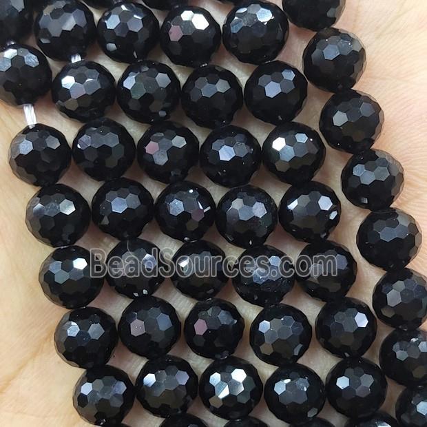 Black Onyx Agate Beads Faceted Round