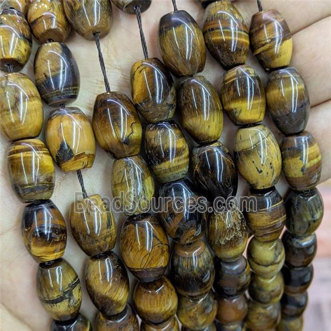 Natural Tiger Eye Stone Barrel Beads