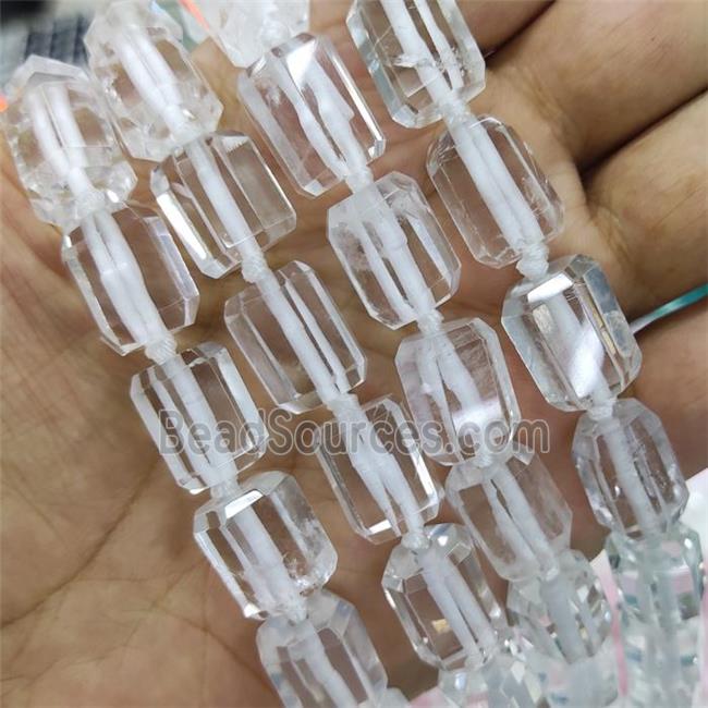 Clear Quartz Column Beads Faceted