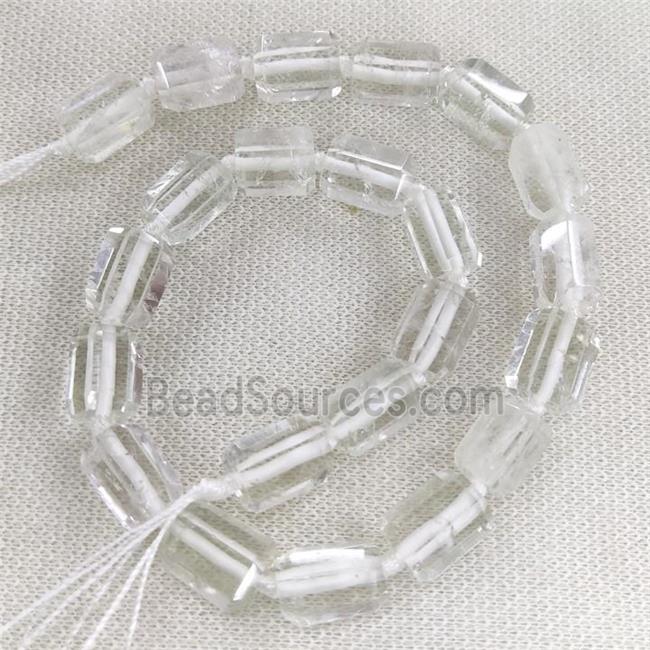 Clear Quartz Column Beads Faceted