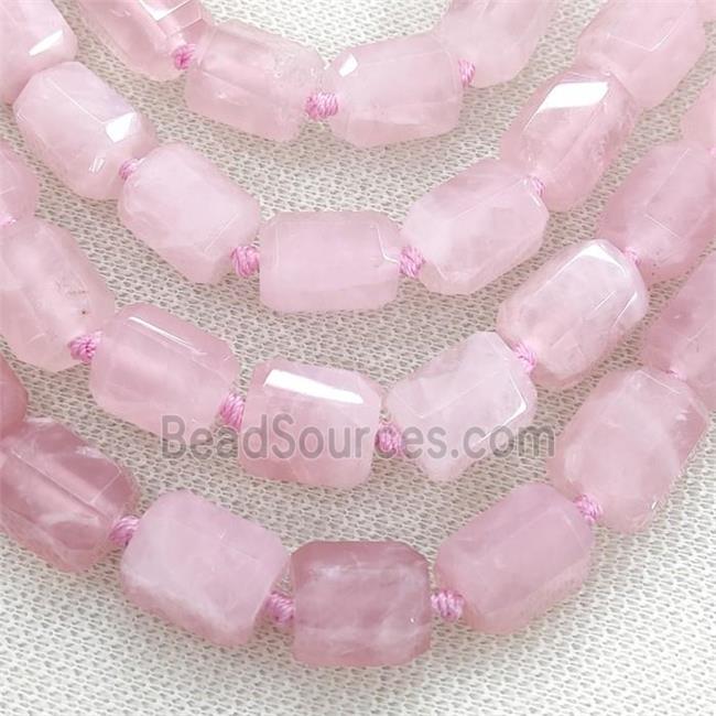 Madagascar Rose Quartz Column Beads Pink Faceted