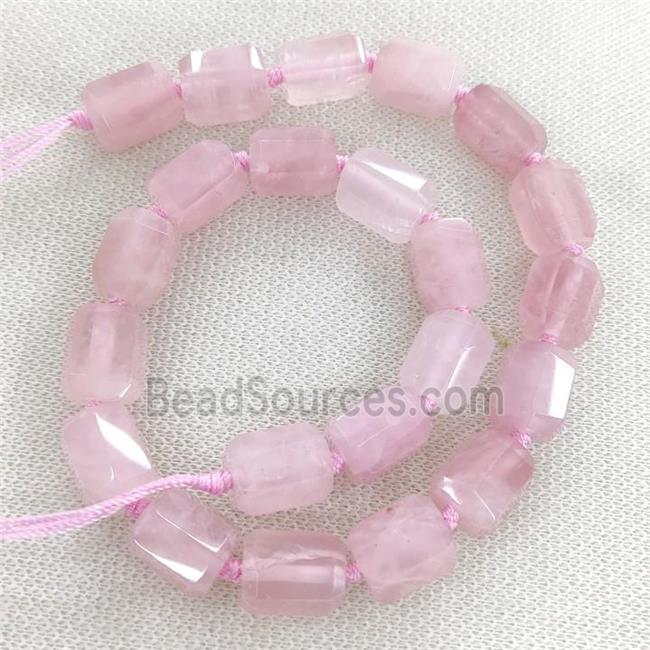 Madagascar Rose Quartz Column Beads Pink Faceted